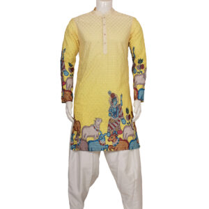 BRIGHT YELLOW DIGITAL PRINTED KURTA