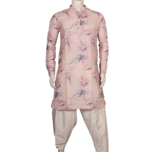 PEACH PINK COTTON PRINTED KURTA