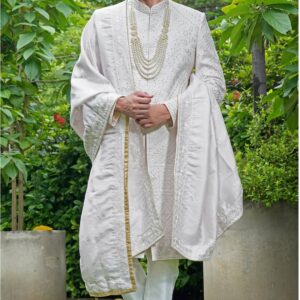 WHITE WEDDING SHERWANI